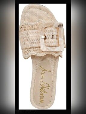 Sam Edelman Bambi Slide Sandals Linen Raffia Size 8.5